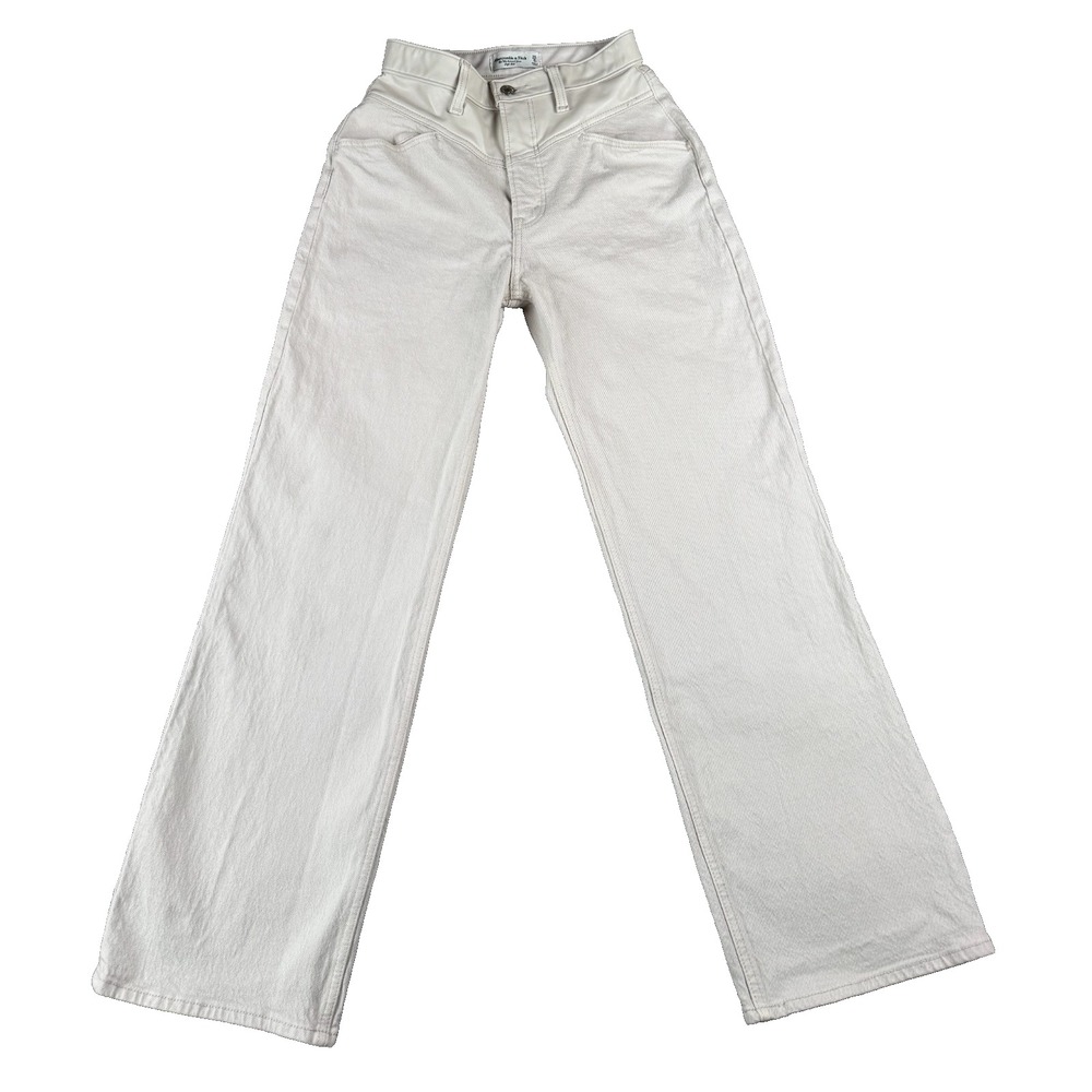 Abercrombie & Fitch Women's Jeans Size 25 Cream Curve Love 90s Relaxed High Rise